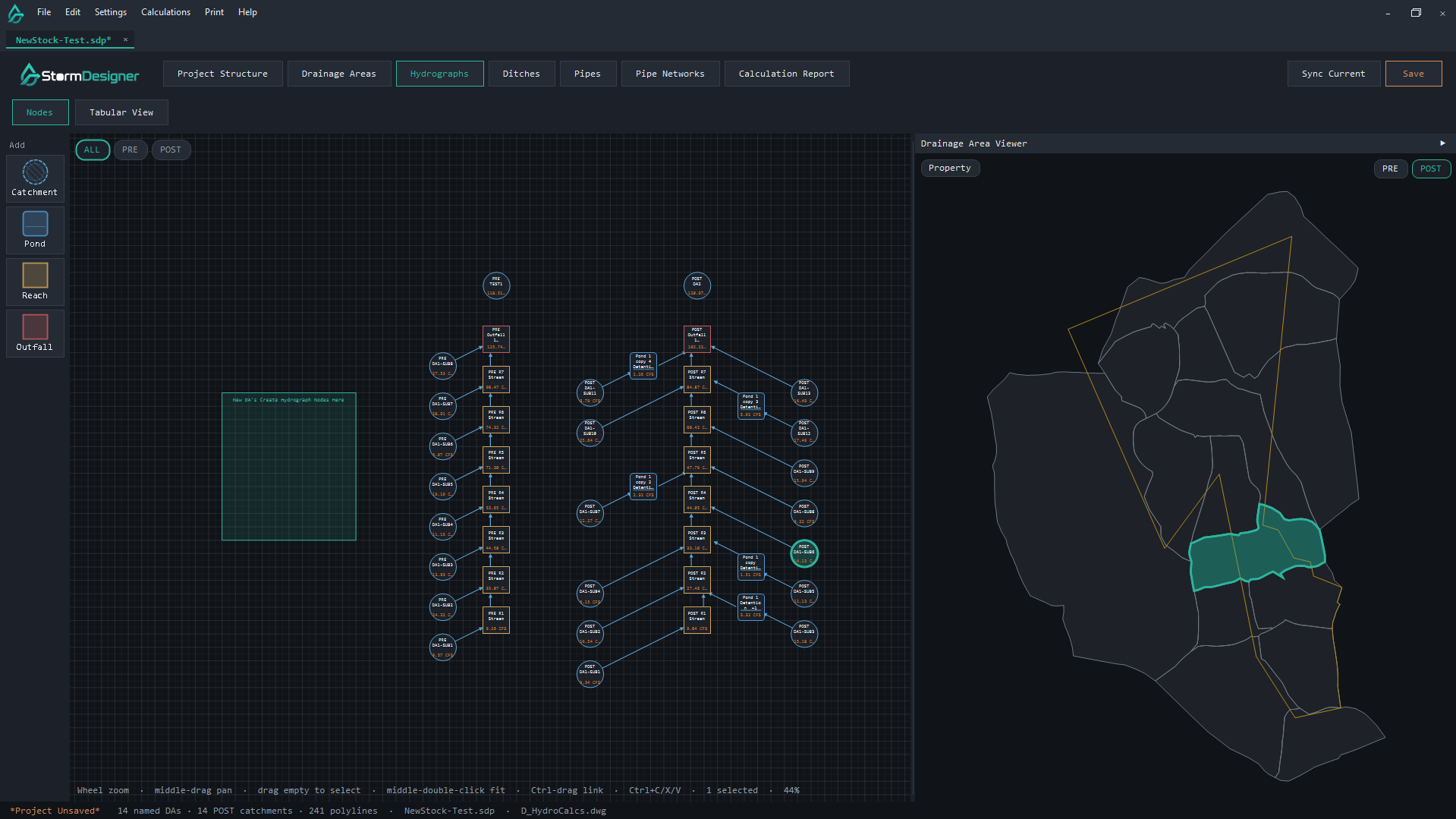 Hydrographs in StormDesigner